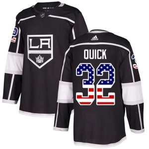 Kinder Los Angeles Kings Eishockey Trikot Jonathan Quick #32 Schwarz USA Flag Fashion Authentic